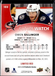 2025-26 SP Authentic SP Authentic Future Watch Limited Red Rookie Owen Sillinger (2)