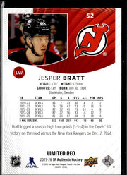 2025-26 UD SP Authentic Hockey Limited Red #52 Jesper Bratt (2)