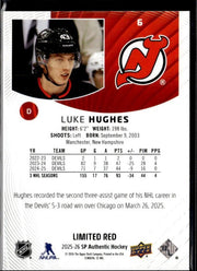 2025-26 Upper Deck SP Authentic Hockey Limited Red #6 Luke Hughes (2)