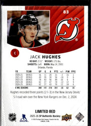 2025-26 Upper Deck SP Authentic Hockey Limited Red #83 Jack Hughes (2)
