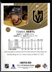 2025-26 Upper Deck SP Authentic Hockey Limited Red #61 Tomas Hertl (2)
