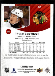 2025-26 UD SP Authentic Hockey Future Watch Limited Red #12 Tyler Bertuzzi (2)
