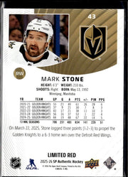 2025-26 Upper Deck SP Authentic Hockey Limited Red #43 Mark Stone (2)