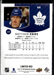 2025-26 SP Authentic SP Authentic Hockey Future Watch Limited Red Matthew Knies (2)
