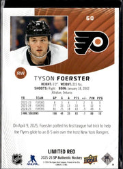 2025-26 Upper Deck SP Authentic Hockey Limited Red #60 Tyson Foerster (2)