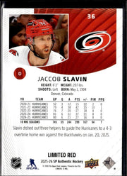 2025-26 Upper Deck SP Authentic Hockey Limited Red #36 Jaccob Slavin (2)