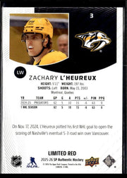 2025-26 Upper Deck SP Authentic Hockey Limited Red Rookie #3 Zachary L'Heureux (2)