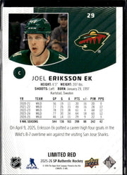 2025-26 Upper Deck SP Authentic Hockey Limited Red #29 Joel Eriksson Ek (2)