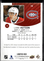 2025-26 Upper Deck SP Authentic Hockey Limited Red #13 Lane Hutson (2)