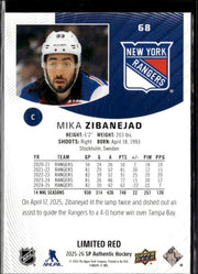 2025-26 Upper Deck SP Authentic Hockey Limited Red #68 Mika Zibanejad (2)