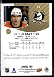 2025-26 Upper Deck SP Authentic Hockey Limited Red #62 Cutter Gauthier (2)