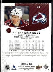 2025-26 Upper Deck SP Authentic Hockey Limited Red #89 Nathan MacKinnon (2)