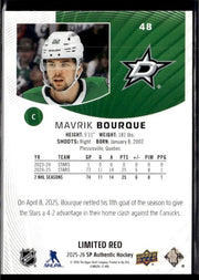 2025-26 Upper Deck SP Authentic Hockey Limited Red #48 Mavrik Bourque (2)