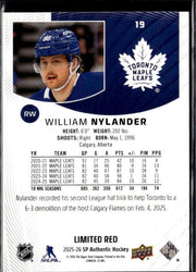 2025-26 Upper Deck SP Authentic Hockey Limited Red #19 William Nylander (2)