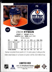 2025-26 Upper Deck SP Authentic Hockey Limited Red #75 Zach Hyman (2)