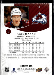 2025-26 Upper Deck SP Authentic Hockey Limited Red #11 Cale Makar (2)