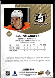 2025-26 Upper Deck SP Authentic Hockey Limited Red #16 Sam Colangelo (2)