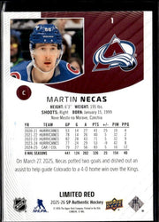 2025-26 Upper Deck SP Authentic Hockey Limited Red #1 Martin Necas (2)