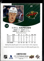 2025-26 Upper Deck SP Authentic Hockey Limited Red #21 Kirill Kaprizov (2)