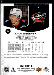 2025-26 Upper Deck SP Authentic Hockey Limited Red #5 Zach Werenski (2)