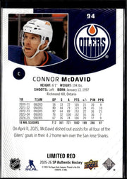 2025-26 Upper Deck SP Authentic Hockey Limited Red #94 Connor McDavid (2)