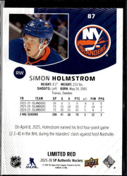 2025-26 Upper Deck SP Authentic Hockey Limited Red #87 Simon Holmstrom (2)