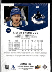2025-26 Upper Deck SP Authentic Hockey Limited Red #81 Kiefer Sherwood (2)