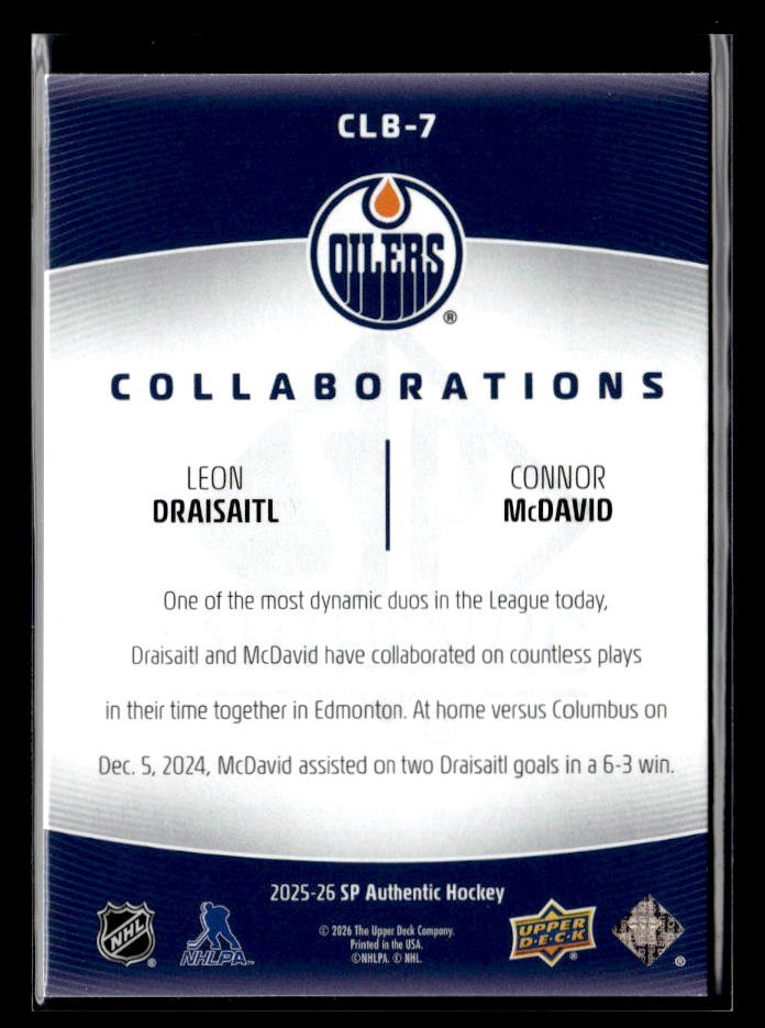 2025-26 UD SP Authentic Hockey Collaborations Leon Draisaitl / Connor McDavid (2)