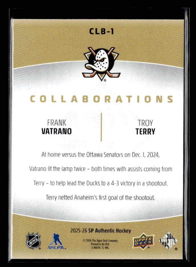 2025-26 Upper Deck SP Authentic Hockey Collaborations Frank Vatrano / Troy Terry (2)
