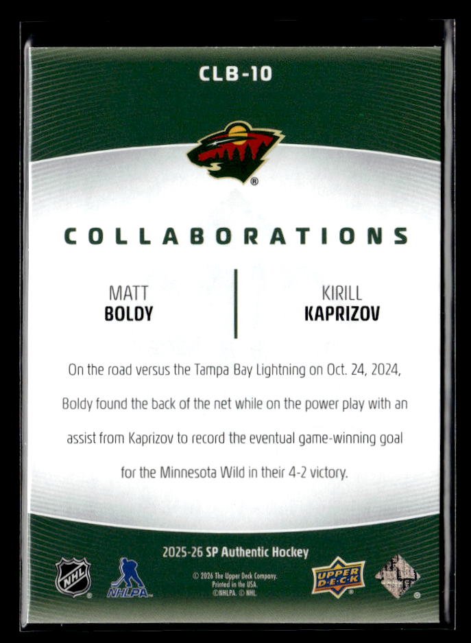 2025-26 UD SP Authentic Hockey Collaborations Matt Boldy / Kirill Kaprizov (2)