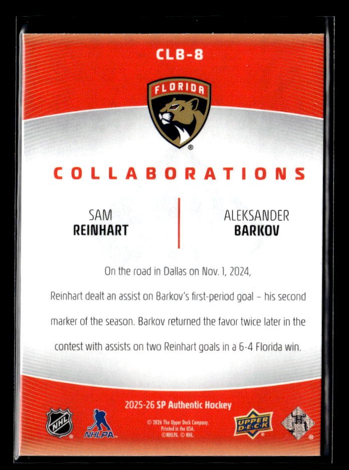 2025-26 UD SP Authentic Hockey Collaborations Sam Reinhart / Aleksander Barkov (2)