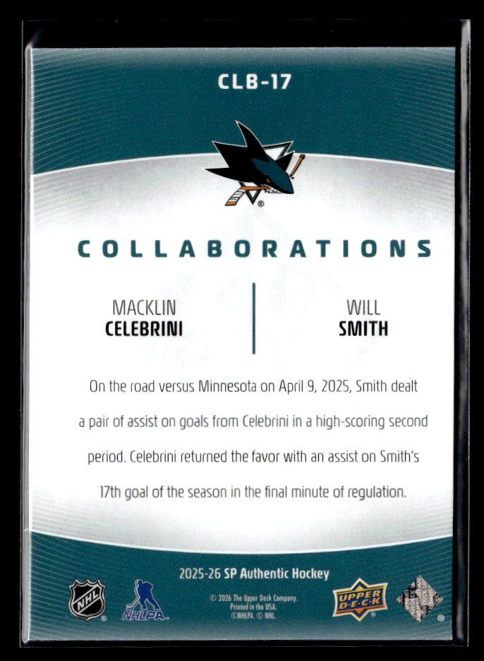 2025-26 UD SP Authentic Hockey Collaborations Macklin Celebrini / Will Smith (2)