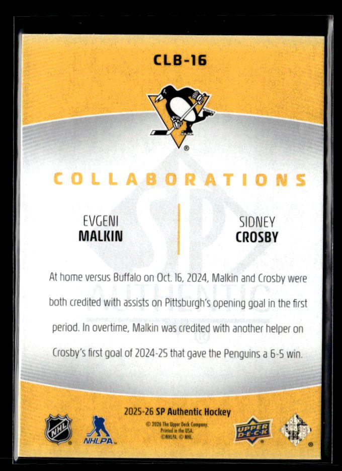 2025-26 UD SP Authentic Hockey Collaborations Evgeni Malkin / Sidney Crosby (2)
