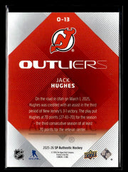2025-26 Upper Deck SP Authentic Hockey Outliers #O-13 Jack Hughes (2)