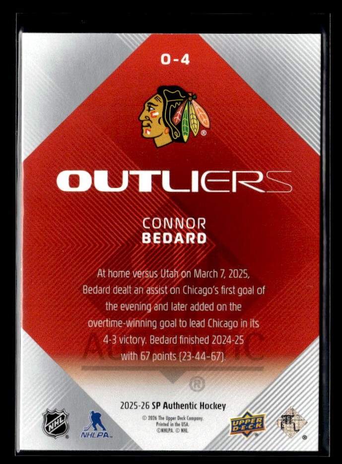 2025-26 Upper Deck SP Authentic Hockey Outliers #O-4 Connor Bedard (2)