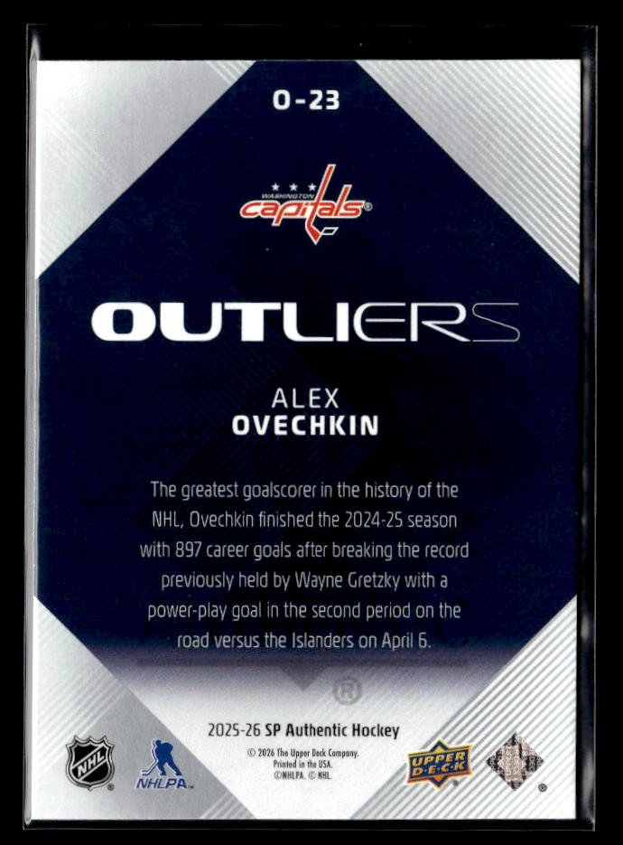 2025-26 Upper Deck SP Authentic Hockey Outliers #O-23 Alex Ovechkin (2)