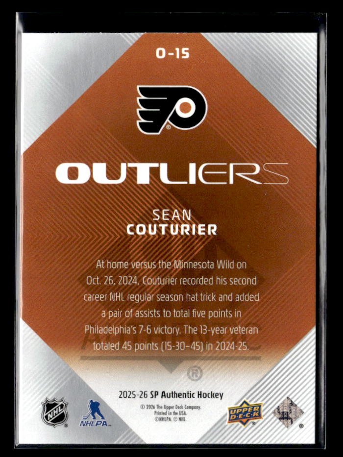 2025-26 Upper Deck SP Authentic Hockey Outliers #O-15 Sean Couturier (2)