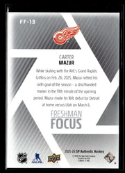 2025-26 Upper Deck SP Authentic Hockey Freshman Focus Rookie #FF-13 Carter Mazur (2)