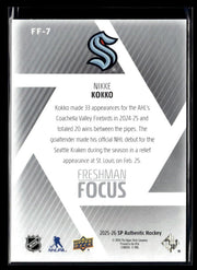 2025-26 Upper Deck SP Authentic Hockey Freshman Focus Rookie #FF-7 Nikke Kokko (2)