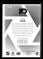 2025-26 Upper Deck SP Authentic Hockey Freshman Focus Rookie #FF-4 Devin Kaplan (2)