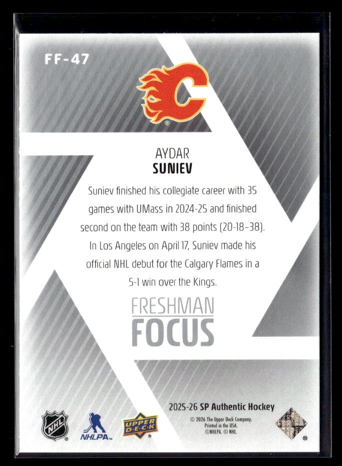 2025-26 SP Authentic Hockey Freshman Focus Rookie #FF-47 Aydar Suniev (2)