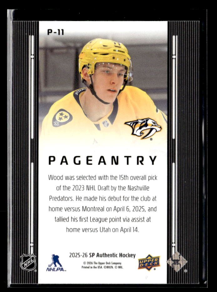 2025-26 Upper Deck SP Authentic Hockey Pageantry Rookie #P-11 Matthew Wood RC (2)