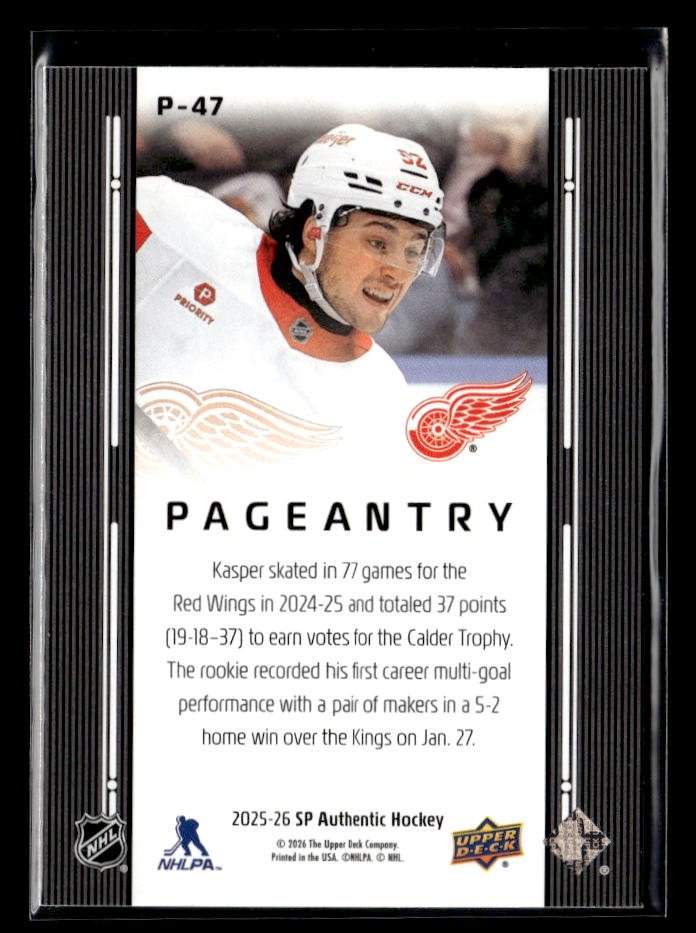 2025-26 Upper Deck SP Authentic Hockey Pageantry Rookie #P-47 Marco Kasper RC (2)