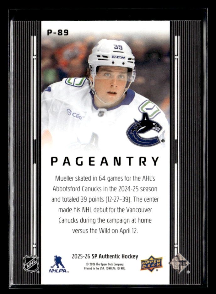 2025-26 Upper Deck SP Authentic Hockey Pageantry #P-89 Ty Mueller (2)