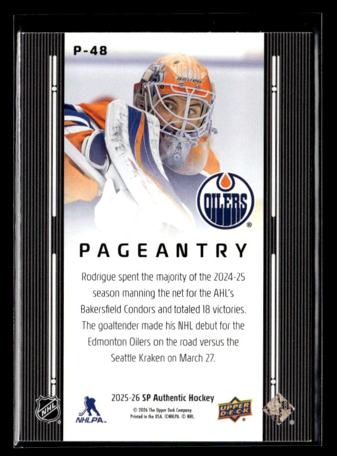 2025-26 Upper Deck SP Authentic Hockey Pageantry #P-48 Olivier Rodrigue (2)