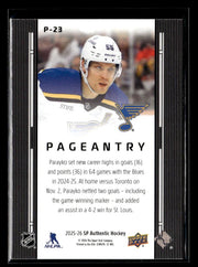 2025-26 Upper Deck SP Authentic Hockey Pageantry #P-23 Colton Parayko (2)
