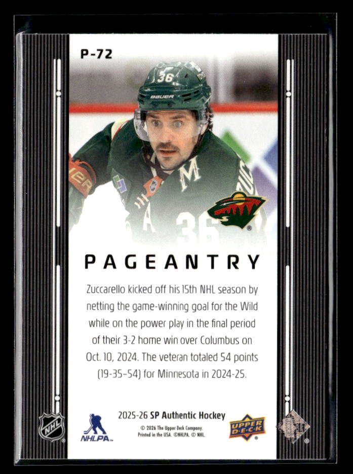 2025-26 Upper Deck SP Authentic Hockey Pageantry #P-72 Mats Zuccarello (2)