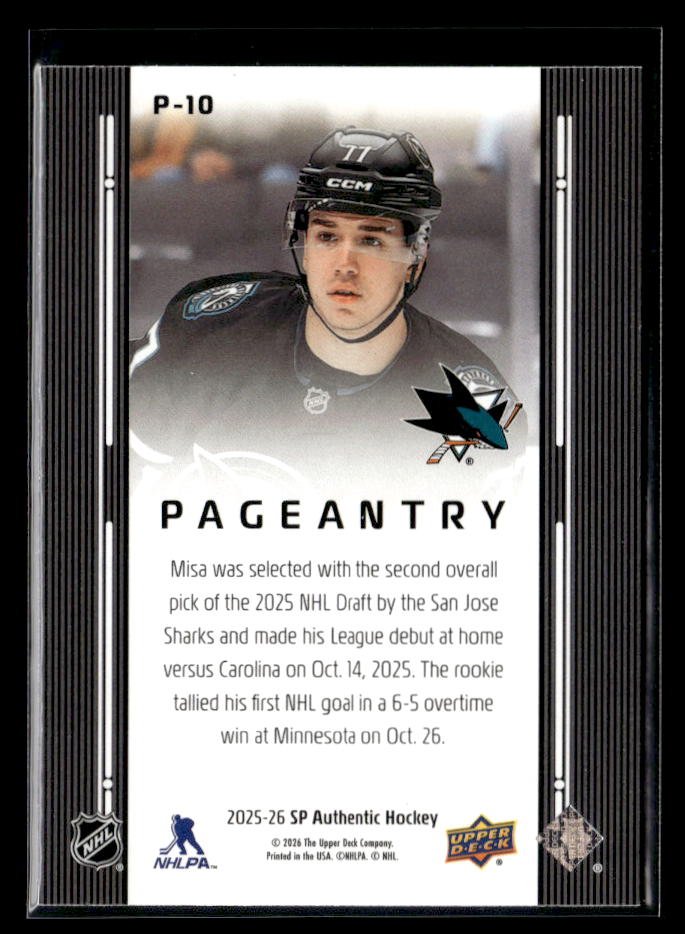 2025-26 Upper Deck SP Authentic Hockey Pageantry Rookie #P-10 Michael Misa RC (2)