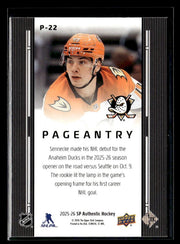 2025-26 Upper Deck SP Authentic Hockey Pageantry Rookie #P-22 Beckett Sennecke (2)