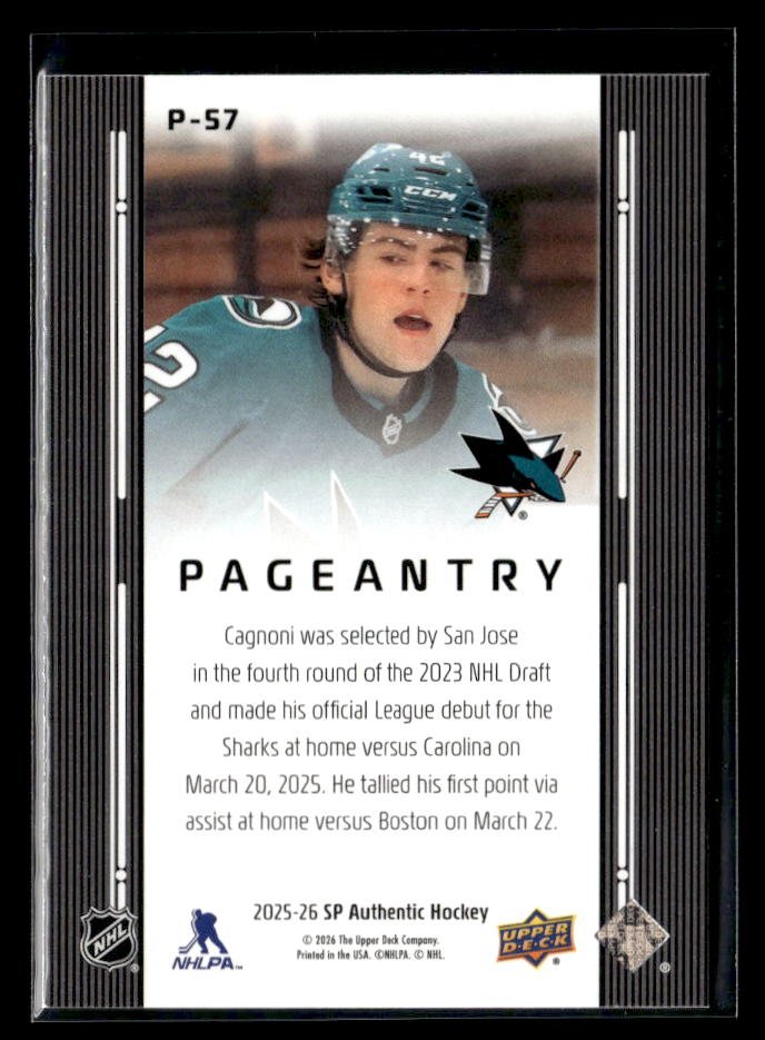 2025-26 Upper Deck SP Authentic Hockey Pageantry #P-57 Luca Cagnoni (2)